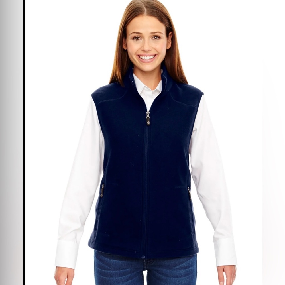 North End Women’s Anti-Pill Hollow Yarn Fleece Vest Blue Sz S/P